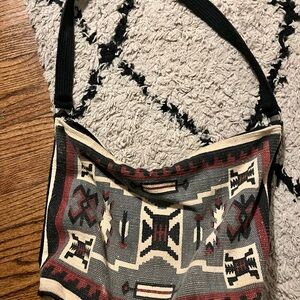 Tribal Patterned Shoulder Bag - Black, Red, Cream